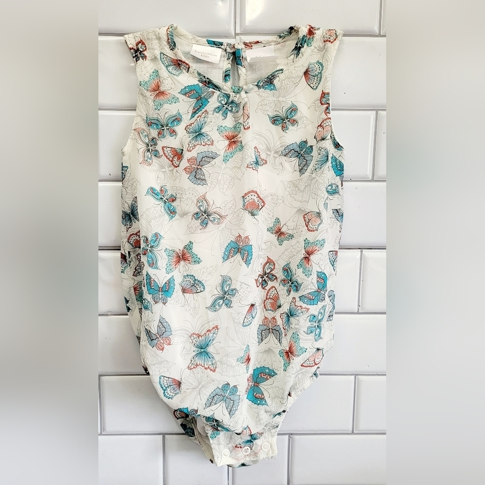 KARDASHIAN KIDS Baby Girl Sleeveless Dress Up One Piece Butterfly Print Cotton L